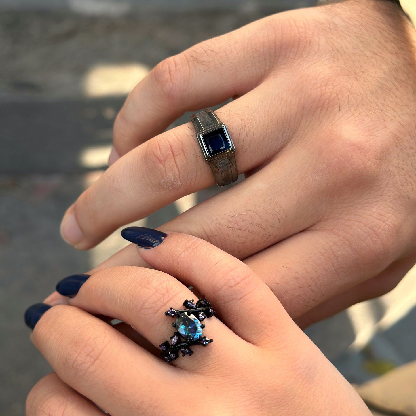 Sapphire Blaze Anello di Coppia (Regolabile)