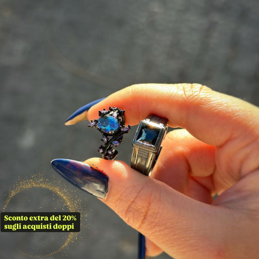 Sapphire Blaze Anello di Coppia (Regolabile)